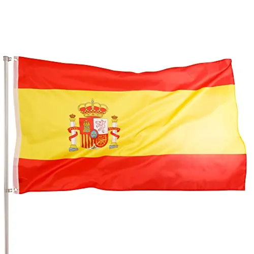 PHENO FLAGS Premium Spanien Flagge 90x150cm - wetterbeständige Fahne mit Messingösen, 100% Polyester, robuste Doppelnaht & in lebendigen Farben - ideal für Flaggen-Liebhaber