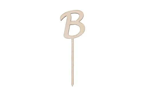 Sallys Cake Topper Buchstaben nachhaltig aus echtem Holz, ökologisch abbaubar, zum Bemalen oder Einsprühen - Tortendeko Kuchendeko Cupcake Kuchen Torten Geburtstag Party (B)