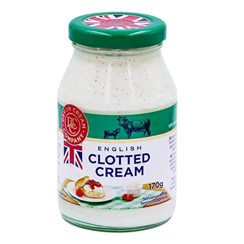 Food-United CLOTTED CREAM 170g - Englischer Streichrahm aus Devon - Dessertsaucen - Original Clotted Cream für das perfekte England-Feeling, ideal als Topping für Desserts, Pancakes und Scones.