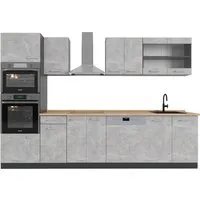 Vicco Küchenzeile R-Line 300 cm, Beton/Anthrazit - Küchenzeile mit vielseitigen Anpassungsmöglichkeiten, stabilen höhenverstellbaren Füßen und modernem Design für jede Küchenumgebung.