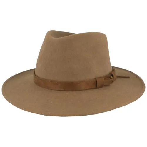 Rollbarer Outdoor Filz-Hut – Trekking-Hut aus 100% Wolle, Wasserabweisend - Fedora & Trilby-Hüte für Herren, faltbar und ideal für jedes Wetter – schützt vor Regen, Kälte und Sonne mit schickem Ledergarnitur-Design.