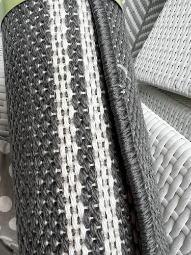 In- & Outdoor Teppich Grau Boho Design Wetterfest 120x180 Terrasse Balkon NEU