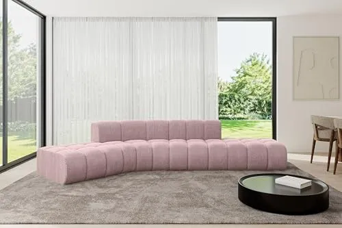 ALTDECOR Modulares Sofa Ecksofa in L-Form Corner modular Sofa Eckcouch Couch Wohnlandschaft Cauchsofa Bodensofa Polstersofa Solven-L1-380x174x70 cm Rosa