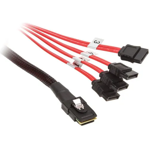 InLine SAS-Kabel (OCF), 1x Mini-SAS zu 4x SATA (27610)