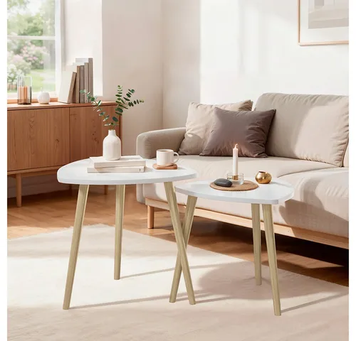 Vicco Couchtisch Twino 2er Set, Weiß/Sonoma, 48 x 45 cm von Vicco