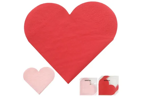 CEPEWA Papierserviette Servietten 'Herzmotiv' 72er Set 3lagig Papier rot rosa Herzsilhouette
