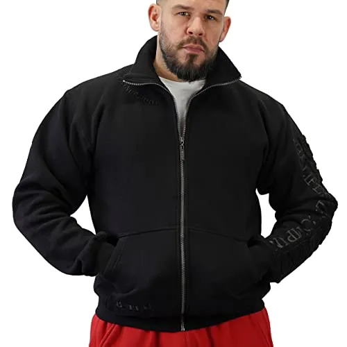 Brachial Premium Herren Sweatjacke Gym Schwarz L - Freizeitjacke Trainingsjacke für Bodybuilder Sportler