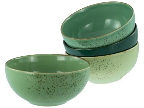 CreaTable - Nature Collection Buddha Bowl 4-tlg - Schüsseln für 4 Personen aus Steinzeug, mikrowellen- und spülmaschinengeeignet. Im modernen Used-Look mit farbigen Sprenkeln – ideal für den täglichen Gebrauch.