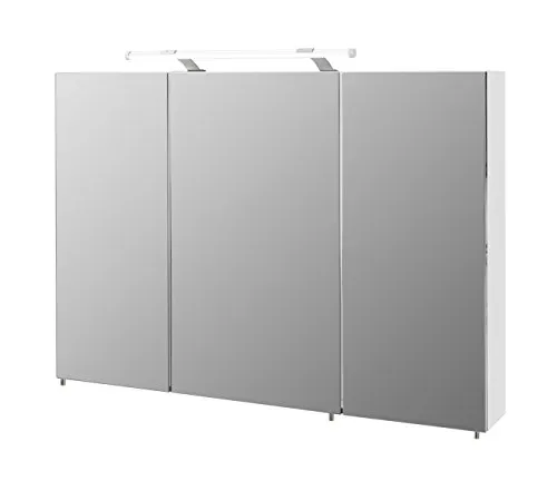Bad-Spiegelschrank Dorina 100 cm - Spiegelschränke mit elegantem Design und praktischen Funktionen: Der Dorina bietet verspiegelte Türen, LED-Beleuchtung und verstellbare Glaseinlegeböden für mehr Ordnung im Bad.