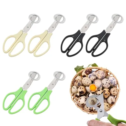 Wisebom Wachteleierschere Edelstahl, 6 Stück Wachteleier Schere Wachtelschere Eierschneider, Kleine Eierschere Wachteleier Eierschalenschere für Zuhause, Küche, Restaurant