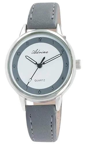 Adrina Damenuhr mit Lederimitationsband, grau