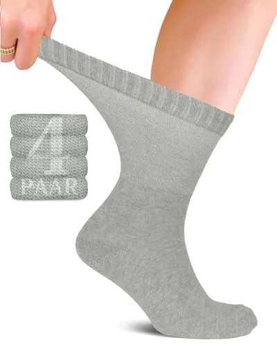 Fiera Besa Diabetikersocken (4 Paar) - Diabetikerstrümpfe für höchsten Komfort mit nahtlosem Design, ideal für empfindliche Füße. Hergestellt aus 80% Baumwolle für Atmungsaktivität und Weichheit.