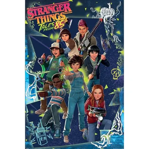 Stranger Things Maxi-Poster, Tales From '85 (gegossen), 91,5 cm x 61 cm, offizielles Lizenzprodukt von Stranger Things Tales From 85, Retro-Netflix-Sammlerstück, Fan-Geschenk, Zuhause und Schule