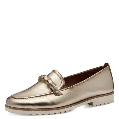 Tamaris Slipper Leder Slipper in Bronze - Elegante Slipper aus hochwertigem Leder mit bequemem Blockabsatz, ideal für den lässigen Alltag und stilvolle Auftritte.