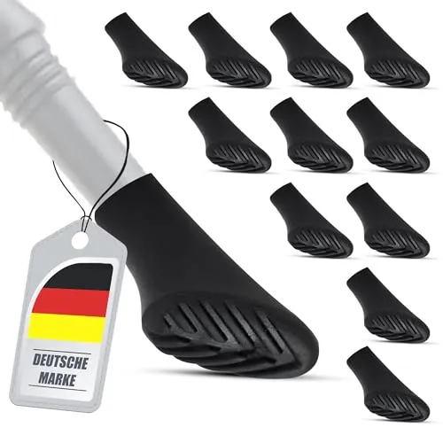 ECENCE Nordic Walking Stöcke Gummipuffer - 12 Stück - Aufsätze Trekkingstöcke, Nordic Walking Pads, Aufsätze Wanderstöcke, Durchmesser 10mm, Asphalt & Kies
