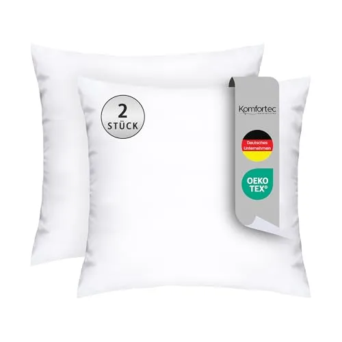 Komfortec Kopfkissen 45x45 cm 2er Set, Oeko-TEX Zertifiziert Sofakissen mit 360g Kissenfüllung, Waschbar