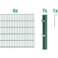Alberts 651060 Doppelstabmattenzaun 14 tlg. Komplettset - Zaunpfosten aus verzinktem Stahl, 12 m lang und 160 cm hoch, ideal für Sicherheit und Sichtschutz in Gärten oder Grundstücken.