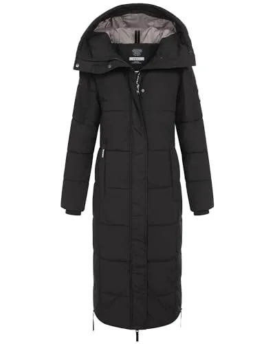 Sublevel Damen Winter Jacke Mantel Parka Steppjacke Steppmantel Wintermantel Lange Mantel warm gesteppt, Farbe:Schwarz, Größe:L (40)