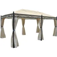 Pergola Calpe - Stabiler Garten Pavillon 5x3m mit Moskitonetz - Pavillons, hochwertiger 7cm-Gestell für Stabilität und Langlebigkeit, ideal für entspannte Stunden im Garten.