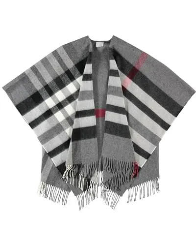 FRAAS Poncho 130 x 150 cm - Kariert aus reinem Polyacryl - Für Damen - Vielseitig einsetzbar Grau - VIELSEITIGER PONCHO: Ideal für jede Jahreszeit – als eleganter Jackenersatz oder schicker XXL-Schal. Aus weichem Polyacryl gefertigt, bietet er höchsten Tragekomfort und passt zu jedem Outfit.