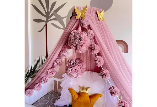 Baby Fancyroom Betthimmel aus 12 Meter Tüll - Betthimmel für Kinderbett aus hochwertigem Tüll in altrosa, schafft eine gemütliche Atmosphäre und ist bei 30° waschbar für einfache Pflege.