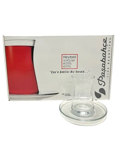 Elegantes Teeservice - Pasabahce 6er Set Teegläser mit Untertassen Teegeschirr