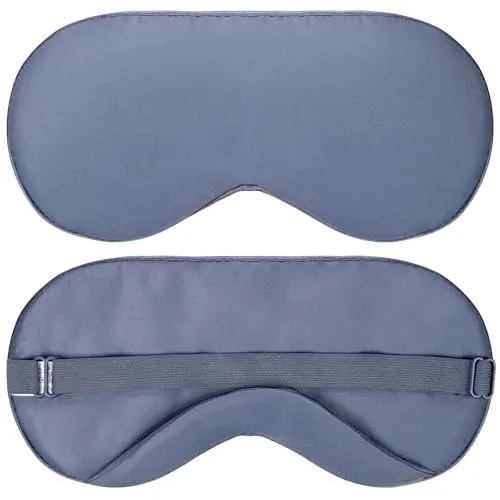 Vegane Seide – Schlafmaske – Marinegrau, 100% Viskose aus Bambus – Leichte Augenmaske mit verstellbarem Band – Verdunkelnde Schlafmaske für Damen und Herren
