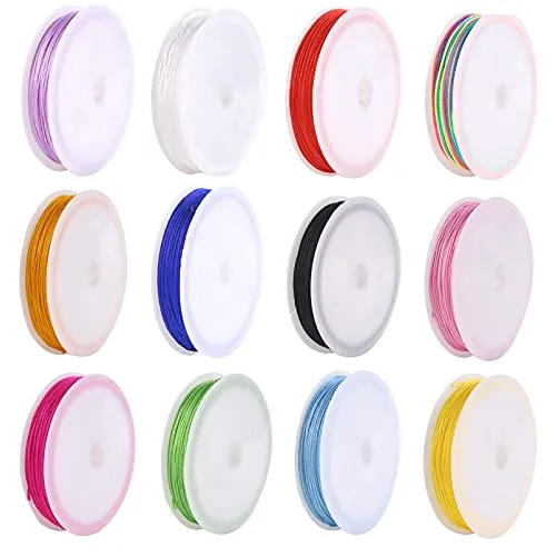 YUTOU 12 Rollen Nylonfaden Nylonschnur 0,8 mm * 10 M farbigen Sicken Faden Schnur Nylon Perlschnur Knotenschnur für DIY Armband Halskette Schmuck Handwerk(12 Farben)