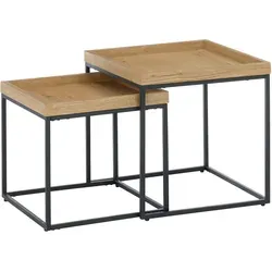 MCA furniture Couchtisch Ubeda, 2-teilig - Eleganter Couchtisch im Set, aus Eiche und schwarzem Metall, pflegeleicht mit stabiler Bauweise – perfekt für jedes Wohnzimmer.