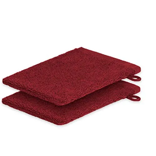 EXKLUSIV HEIMTEXTIL 2X Waschhandschuh 15 x 21 cm Bordeaux 500 g