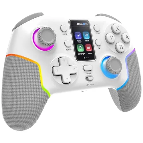 Mars Gaming MGP-V3, Kabelloses ARGB-Gamepad, Dreifachverbindung Bluetooth 5.0/2.4GPRO / Kabel, Farb-LCD-Bildschirm, Hall Effect Joysticks und Trigger, Switch|Switch 2|PC|Android|iOS 13.0+, Weiß