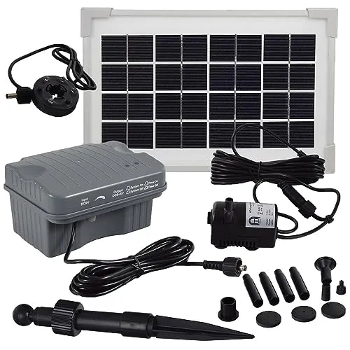 Agora-Tec® 3.5W-BL-Li Solar Teichpumpe - Wasserpumpen mit leistungsstarkem 3,5 Watt Solarmodul, Lithium Akku und dämmerungsgesteuertem LED-Ring für beeindruckende Fontänenhöhe und einfache Montage.
