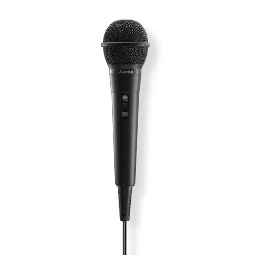 Hama Mikrofon (dynamisches Mikrofon, Handmikrofon mit Kabel, 3,55mm Klinke/6,35mm Klinke, ideal als Karaoke Mikrofon, für Vorträge, Gesang, Veranstaltungen, mit EIN-/Aus-Schalter)