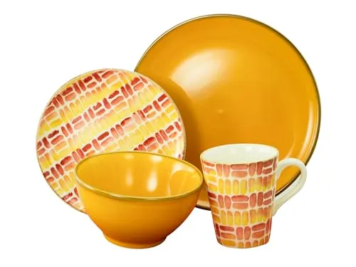 CreaTable MARBELLA 16-teiliges Geschirrset - Kombiservice aus hochwertigem Steingut, spülmaschinen- und mikrowellengeeignet, bringt mediterranen Flair auf deinen Tisch und ist ideal für vier Personen.