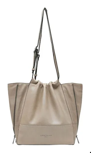 Liebeskind Lou 2 3D Leather M Shopper beige - Umhängetasche aus genarbtem Leder, stilvoll und geräumig für den täglichen Gebrauch.