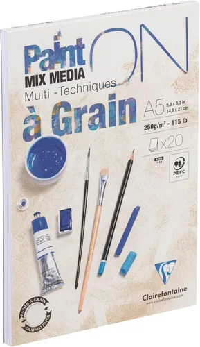 Clairefontaine Zeichenpapierblock PAINT'ON à Grain DIN A5 20 Blatt