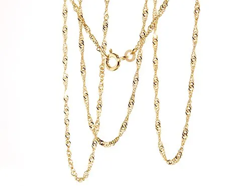 Silberketten Store Singapurkette 333 Gold Damen 40cm I filigrane Goldkette Damen hochglanz 1,4mm Stärke I Echtgold Halskette Frauen mit Federring Verschluss