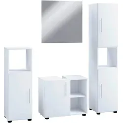VCM 4-tlg. Badmöbelset Flandu III - Badmöbel-Set mit Unterschrank, Midischrank, Hochschrank und Spiegel, zeitloses Design für eine stilvolle Badezimmergestaltung.