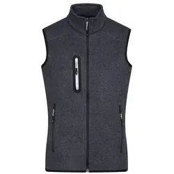 Ladies' Knitted Fleece Vest Strickfleece Weste mit Stehkragen grau, Gr. L