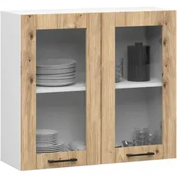 Raumhirsch Furniture Hängeschrank in Weiß mit Eiche Artisan, 80x72x30 cm - Moderner Hängeschrank für die Küche, ideal zur Aufbewahrung von Geschirr und Lebensmitteln. Mit höhenverstellbaren Einlegeböden und pflegeleichter Oberfläche bietet er Funktionalität und Stil für jede Küchengestaltung.
