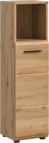 xonox.home Standschrank hoch Ice – Modernes Badmöbel in Artisan Oak - Hochschrank für das Bad mit 1 Tür und 3 Einlegeböden, ideal für die organisierte Aufbewahrung. Pflegeleicht und nassraumgeeignet – perfekt für jedes moderne Badezimmer.