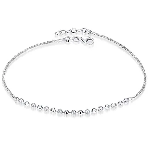 MATERIA by Matthias Wagner Armkette Damen Silber 925 schlicht - Schlichtes Fußkettchen aus rhodiniertem 925 Sterling Silber, längenverstellbar und anlaufgeschützt. Ideal als Geschenk für Frauen, geliefert in hochwertiger Schmuck-Schachtel.