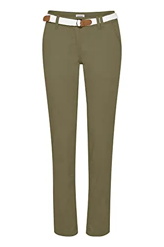 OXMO Chakira Damen Chino Hose - Größe 40, Farbe Dusty Oliv - Damen-Hosen aus nachhaltiger Baumwolle, super elastisch und vielseitig kombinierbar für Casual- oder Business-Looks.