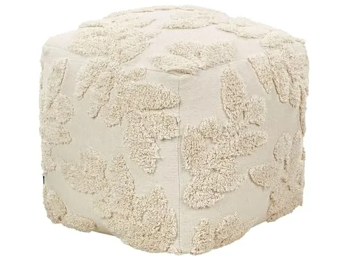 Pouf Sitzpouf Baumwolle beige 45 x 45 x 45cm von Beliani