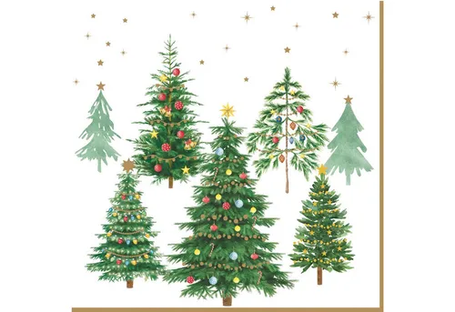EasyLife Papierserviette Festive Trees, Farbe: Mehrfarbig, Motiv: Tannenbaum