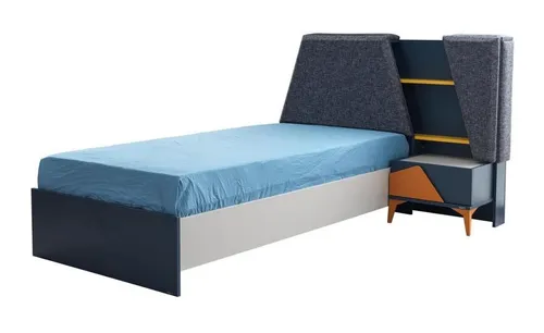 Modernes Kinderzimmer Set: Kinderbett und Nachttisch in Blau - Stylisches Set für das Kinderzimmer, bestehend aus einem modernen Bett und einem praktischen Nachttisch. Ideal für eine gemütliche Schlafumgebung, gefertigt aus hochwertigem Holz und in ansprechender blauer Farbe.