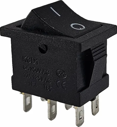 Wippschalter, Umschalter, 6-pin 6A 250VAC, 12VDC 20A, Ein/Ein, Geräteschalter