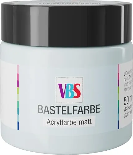VBS Bastelfarbe 50 ml wasserfest lichtecht geruchsneutral lösungsmittelfrei hochpigmentiert matt Malfarbe Malen Farbe Farben Eisblau