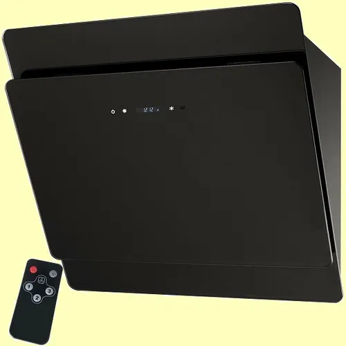 DUNSTABZUGSHAUBE UMLUFT 60 cm GLAS BLACK mit FERNBEDIENUNG
