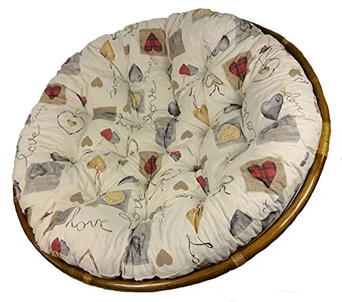 Rattani - Polster, Kissen für Papasansessel, Ersatzpolster Papasan D 120 cm, Stoff Mirha Leinen Love, Made in EU.
